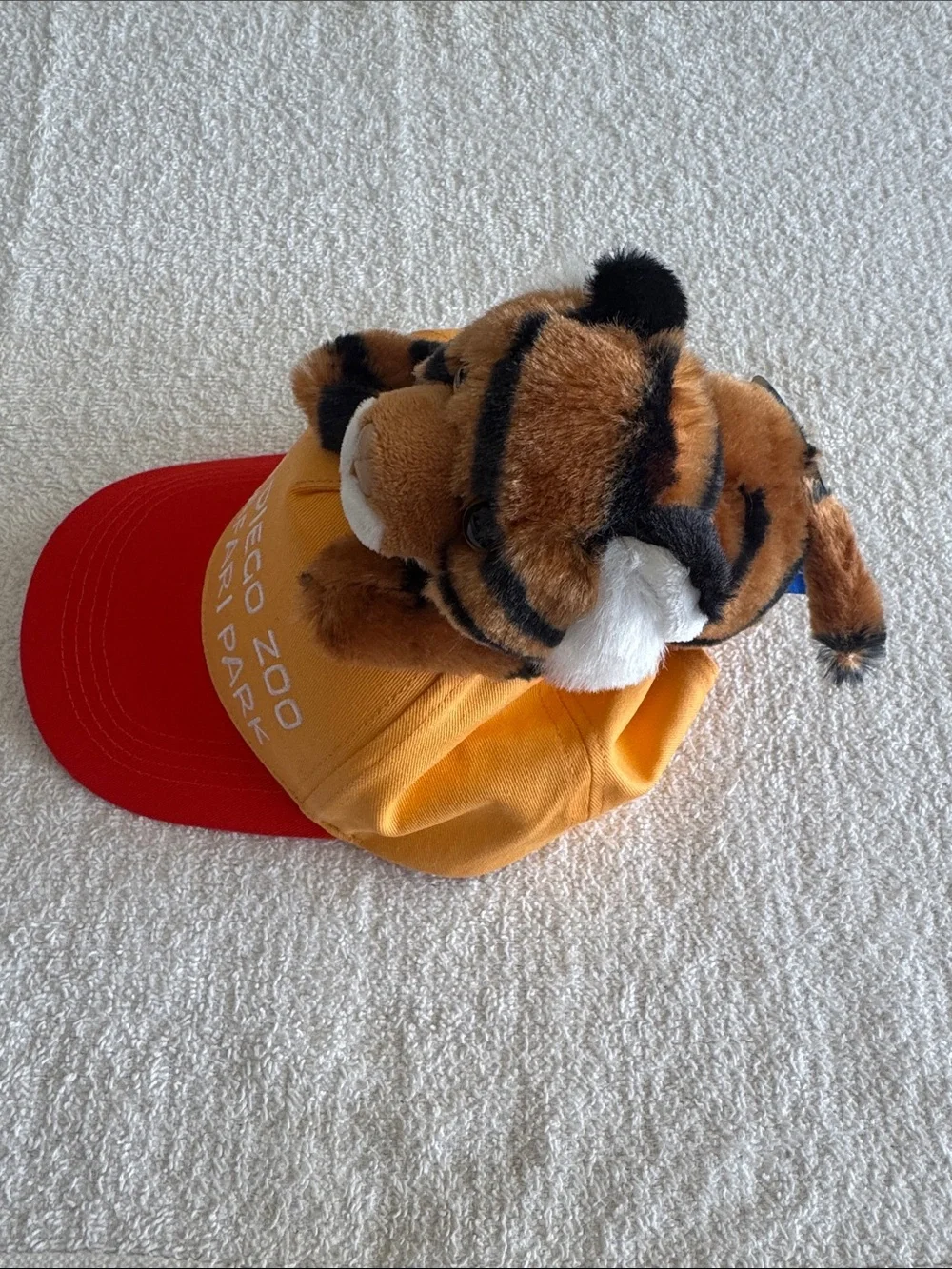 Zoologee San Diego Zoo & Safari Park Kids Orange and Red Cap with Plush Tiger